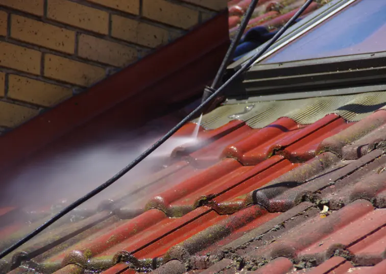 Close-up of a meticulously clean roof in Manor Park, highlighting AE Exterior Cleaning Ltd.'s roof cleaning services.