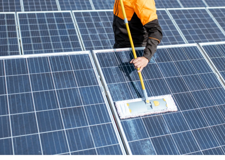 An AE Exterior Cleaning Ltd. technician providing meticulous solar panel cleaning services in East Ham.