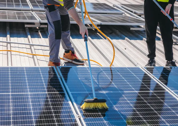 The dedicated AE Exterior Cleaning Ltd. team at work on solar panel cleaning services in Plaistow.